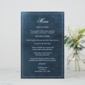 Elegant Navy Waterverf Monogram Weddenschap Menu (Staand voorkant)