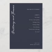 Elegant Navy Wedding Ceremony Program Programmakaart (Voorkant)