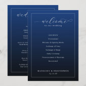 Elegant Navy Wedding Ceremony Program Programmakaart (Voorkant / Achterkant)