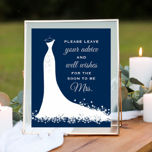 Elegant Navy Wedding Gown Vrijgezellenfeest Advice Poster