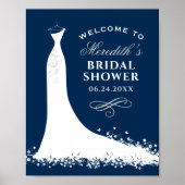 Elegant Navy Wedding Gown Vrijgezellenfeest Welkom Poster (Voorkant)