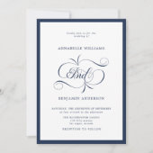 Elegant Navy & White Classic Wedding Kaart (Voorkant)
