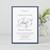 Elegant Navy & White Classic Wedding Kaart (Staand voorkant)