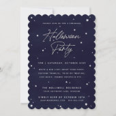Elegant Navy + White Magical Stars Halloween Party Kaart (Voorkant)