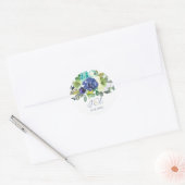 Elegant Navy White Roses Bruids Monogram Initialen Ronde Sticker (Envelop)