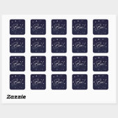 Elegant Navy+White Scattered Stars Boo! Halloween Vierkante Sticker (Vel)
