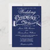 Elegant Navy & White Wedding Ceremony Invitations Kaart (Voorkant)