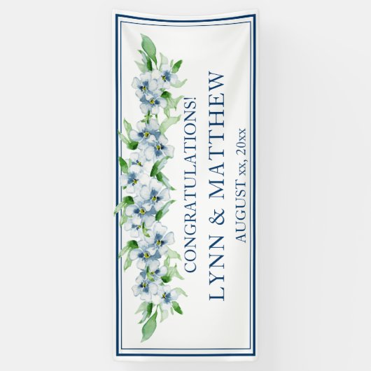 Elegant Navy & White - Wedding Reception Sign Spandoek (Verticaal)