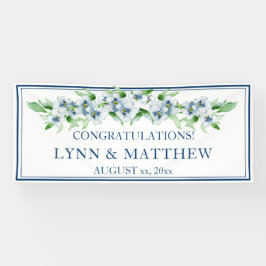 Elegant Navy & White - Wedding Reception Sign Spandoek