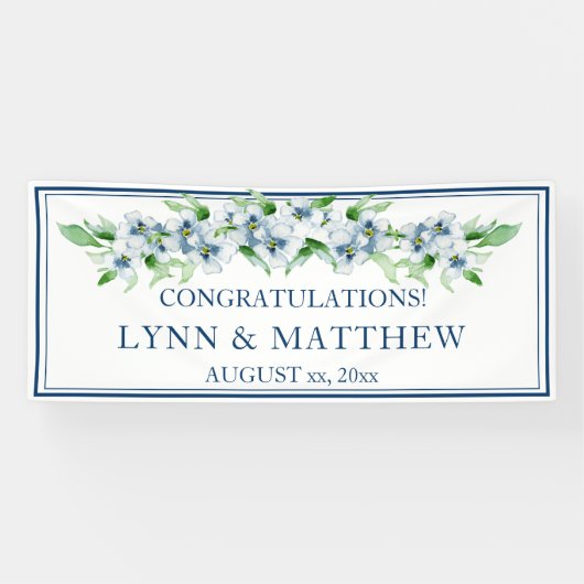 Elegant Navy & White - Wedding Reception Sign Spandoek (Horizontaal)