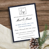 Elegant Navy White Your Logo Workshop Event Dinner Briefkaart