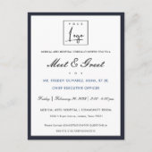 Elegant Navy White Your Logo Workshop Event Dinner Briefkaart (Voorkant)