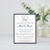 Elegant Navy White Your Logo Workshop Event Dinner Briefkaart (Staand voorkant)