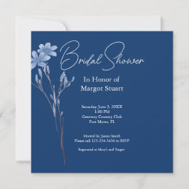 Elegant Navy Wildflower White Script Vrijgezellenf