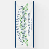 Elegant Navy & Wit - Trouwreceptie bord Spandoek (Verticaal)