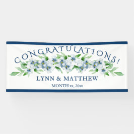 Elegant Navy & Wit - Trouwreceptie bord Spandoek