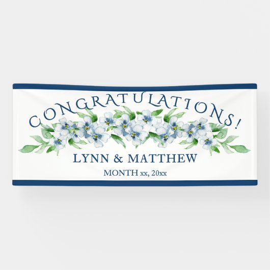 Elegant Navy & Wit - Trouwreceptie bord Spandoek (Horizontaal)