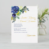 Elegant Navy Wit Waterverf Rozen Bruiloft Folie Uitnodiging (Staand Voorkant)