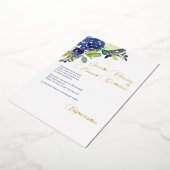 Elegant Navy Wit Waterverf Rozen Bruiloft Folie Uitnodiging (Gedraaid)