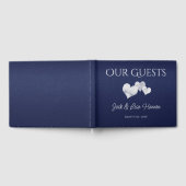 Elegant Navy With Hearts Guest Book Gastenboek (Volledig)