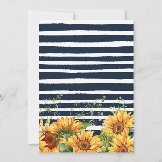 Elegant Navy & Yellow Sunflower Afstuderen Kaart (Achterkant)