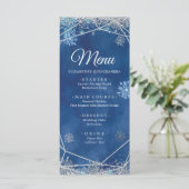 Elegant Navy Zilver Kerstmis Sneeuwvlok XV Años Menu (Staand voorkant)