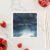 Elegant Navy Zilveren Glitter Bruiloft Servet (Insitu)