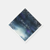 Elegant Navy Zilveren Glitter Bruiloft Servet (Hoek)