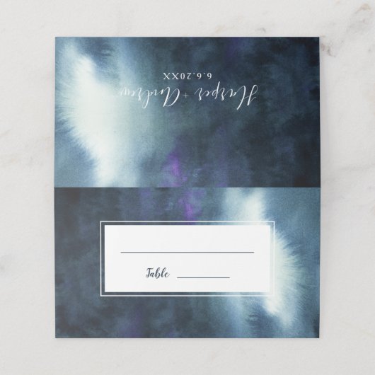 Elegant Navyblauw Aquarel Plaatskaartje (Buitenkant ongevouwen)