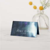 Elegant Navyblauw Aquarel Plaatskaartje (Achterkant)