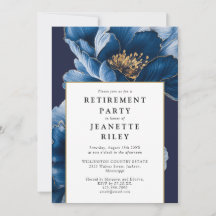 Elegant Navyblauw Bloemachtig Pensioenfeestje