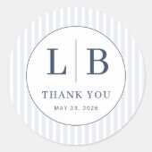Elegant Navyblauw Embleem Ronde Sticker (Voorkant)