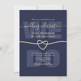 Elegant Navyblauw en Goud Trouwen Wij Trouwens Kaart