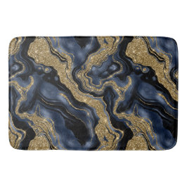 Elegant Navyblauw en Gouden Glitter Agate Patroon Badmat