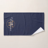 Elegant Navyblauw en Gouden Monogram Bad Handdoek (Handdoek)