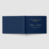 Elegant Navyblauw en Gouden Trouw  Gastenboek (Volledig)