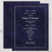 Elegant Navyblauw Fluwelen Witte Huwelijksprogramm (Voorkant / Achterkant)