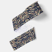 Elegant Navyblauw Goud Zebraprint Grosgrain Lint (Achterkant)