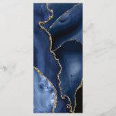 Elegant Navyblauw Gouden Agaten Marmeren Bruiloft Menu (Achterkant)
