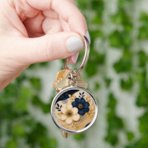 Elegant Navyblauw & Gouden Bloemmotief