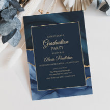Elegant Navyblauw Gouden Marmer Agaten Afstudeerca