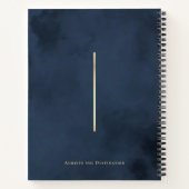 Elegant Navyblauw Gouden Monogram Spiraal Notitieboek (Achterkant)