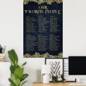 Elegant Navyblauw Gouden Wervelende Trouw Zittijd  Poster (Thuiskantoor)