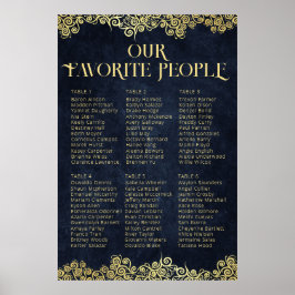 Elegant Navyblauw Gouden Wervelende Trouw Zittijd  Poster