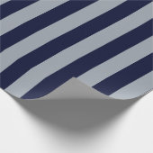 Elegant Navyblauw Lichtblauw Gestreept Patroon Cadeaupapier (Hoek)