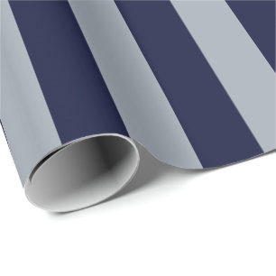 Elegant Navyblauw Lichtblauw Gestreept Patroon Cadeaupapier