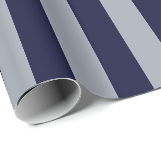 Elegant Navyblauw Lichtblauw Gestreept Patroon Cadeaupapier (Rol Hoek)