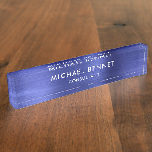 Elegant Navyblauw Metallic Zakelijk Zakelijk Naambordje