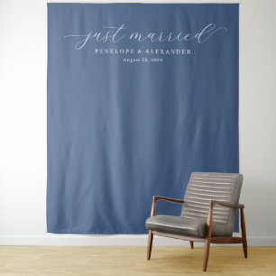 Elegant Navyblauw Net Getrouwd Wandkleed