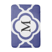 Elegant Navyblauw Patroon Monogram Badmat (Voorkant Verticaal)